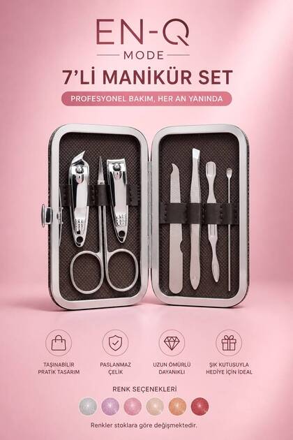 7’li Manikür Seti | Paslanmaz Çelik Profesyonel Tırnak Bakım Seti