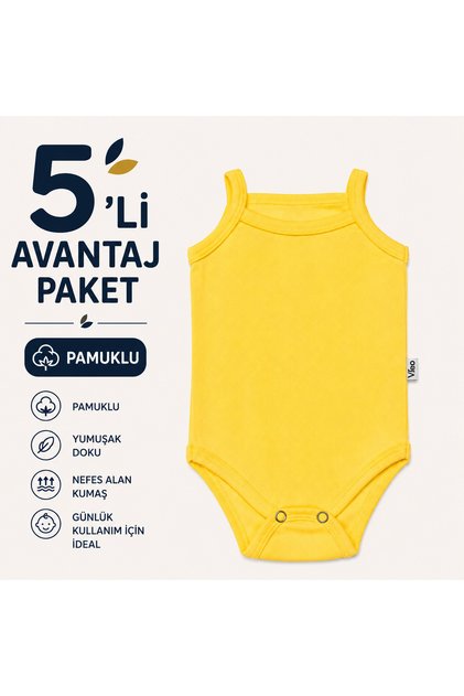 5 Color Advantage Package Baby Bodysuit with Rope Straps and Snap Fasteners