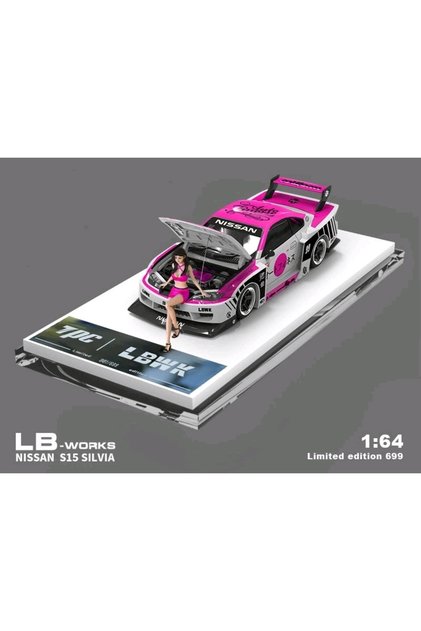 Tpc Nissan Silvia lb (S15) - Liberty Walk + Figure - Pink/White