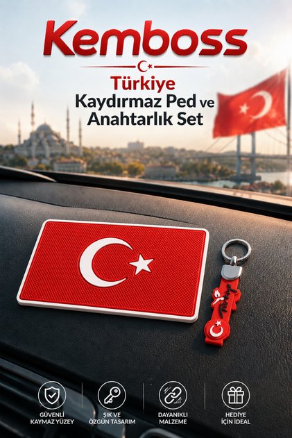 Turkey Anti-Slip Pad and Turkey Silicone Keychain Set Car Dashboard Anti-Slip Mat