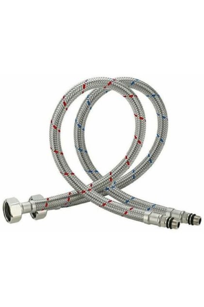 Set de 2 furtunuri flexibile din oțel inoxidabil de 50 cm pentru apă caldă și rece