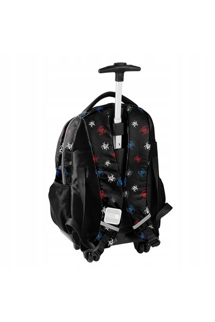 Ghiozdan școlar cu roți, tip troler, pentru băieți, clasele 1-3, Spiderman, negru