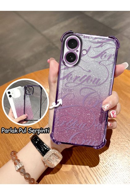 iPhone 16 Compatible Transparent Four-Corner Silicone Coated Glossy Edge Case