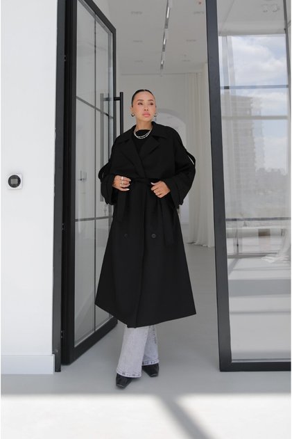 Black Premio Lined Trench Coat