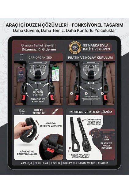 Sş Audi A3 2014-2015-2016-2017-2018-2019-2020 Auto Front Seat Edge Gap/Organizer/Phone/Key Holder/Storage/Organization