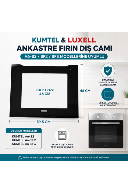 Kumtel & Luxell A6-S2/SF2/SF3 Serisi Siyah Fırın Kapağı – Orijinal Yedek Parça