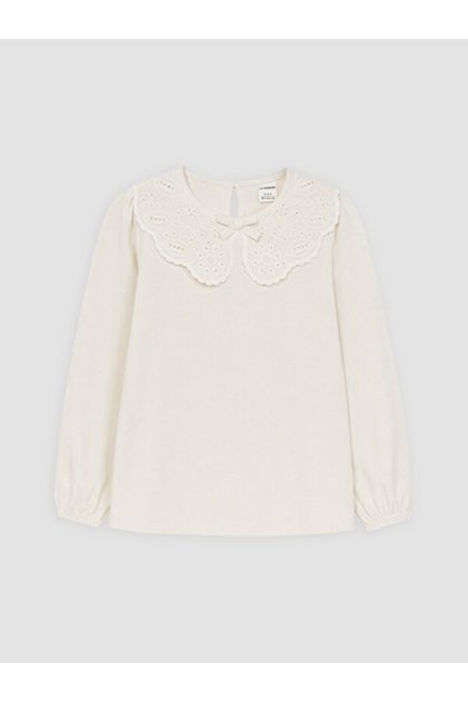 Rmz Gi̇yi̇m Farkiyla Baby Roba Collar Embroidered Long Sleeve Girl's T-Shirt