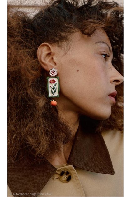 Floral Green Orange Ethnic Earrings