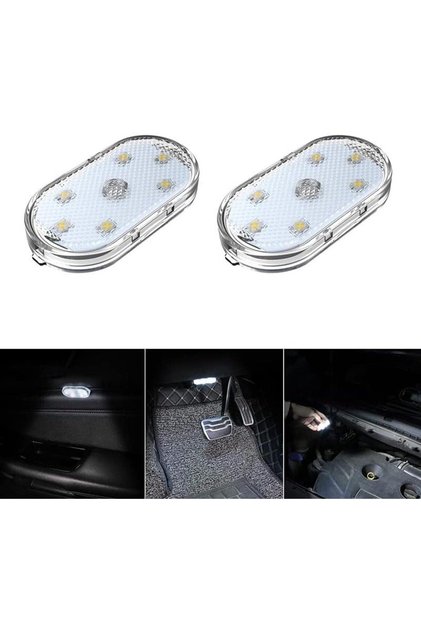 مصباح LED مساعد محمول قابل لإعادة الشحن عبر USB، إضاءة داخلية للسيارة، مصباح سقف وقدم للسيارة، بطارية ليثيوم مدمجة، عالمي الاستخدام