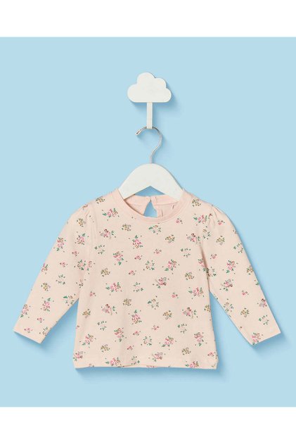 Infant Girls Pink Floral Long Sleeve T-Shirt