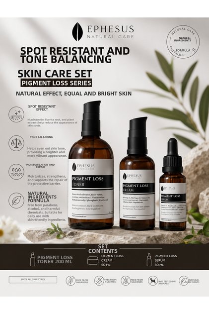 Pigment Loss Brightening and Anti-Blemish Skin Care Set – Serum, Cream, and Tonic