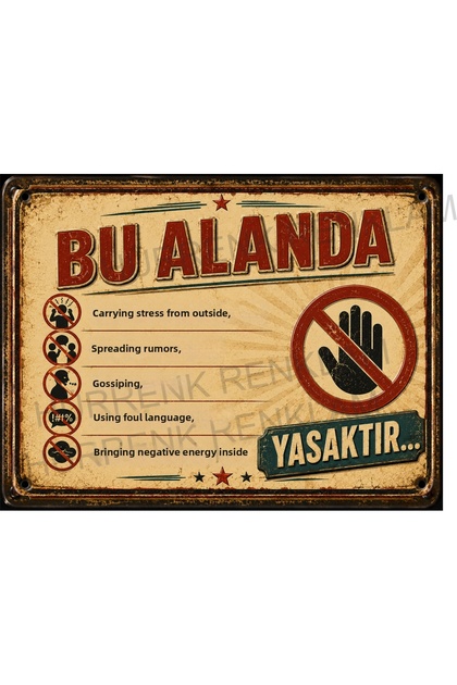 Retro Metal This Area Is Forbidden Gossip and Profanity Are Prohibited Warning Sign Metal 20X15 Cm.