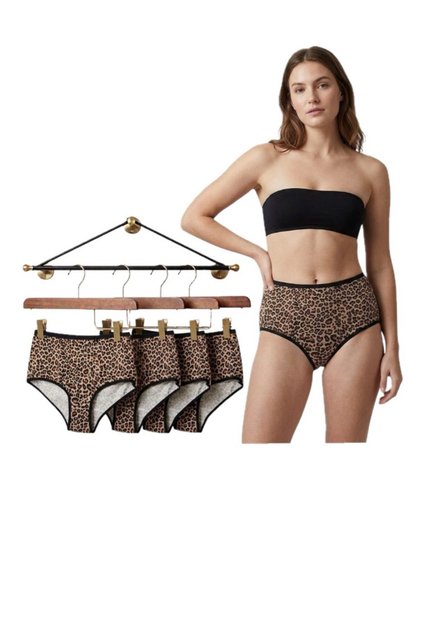 Leopard Patterned High Waist Women's Panties 4 Pieces