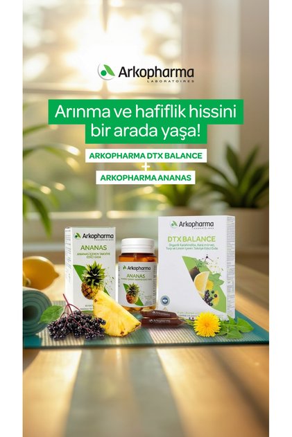 Ananas ve DTX Balance Takviye Edici Gıda Seti, Organik Karahindiba, Kara Mürver, Turp ve Limon İçeren, 2'li Set