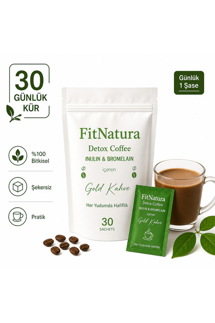 FitNatura Inülin & Bromelain Gold Detox Coffee – 30 Günlük Kür