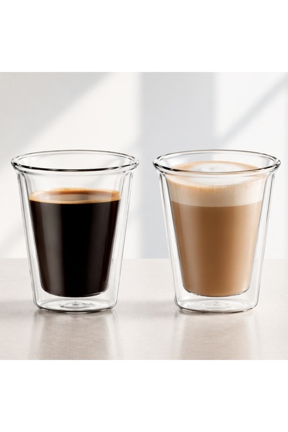 DG880 Double Wall Glass Tumbler Cups Set of 2, 180ml Tea Coffee & Espresso Cups
