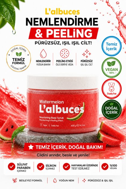 Watermelon Body Scrub 400Gr – Vegan, Clean Ingredients, Smooth Skin Care with Watermelon Scent