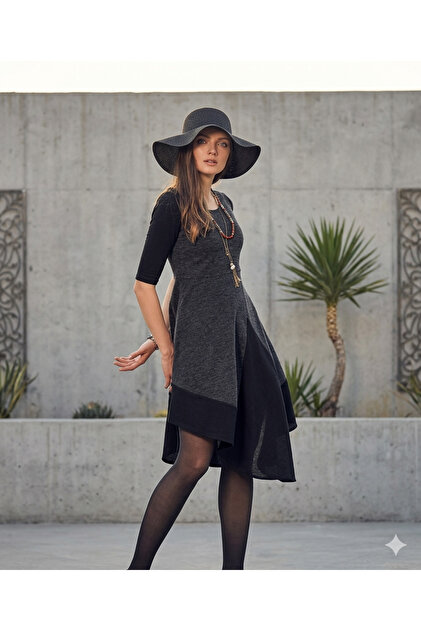 Navy Blue Sleeveless Asymmetrical Dress