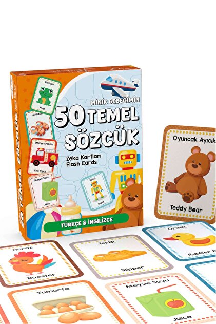 Bunbaza İlk Sözcüklerim Bebek Eğitici Zeka Kartları – 50 Temel