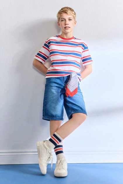%100 Pamuk Regular Fit Jean Şort Erkek Çocuk H3185A826HS