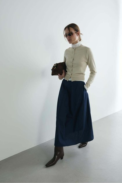 Navy Blue Lade Balloon Skirt
