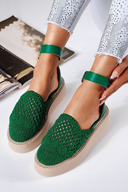 Pantofi casual dama verzi din material textil Amira #22424