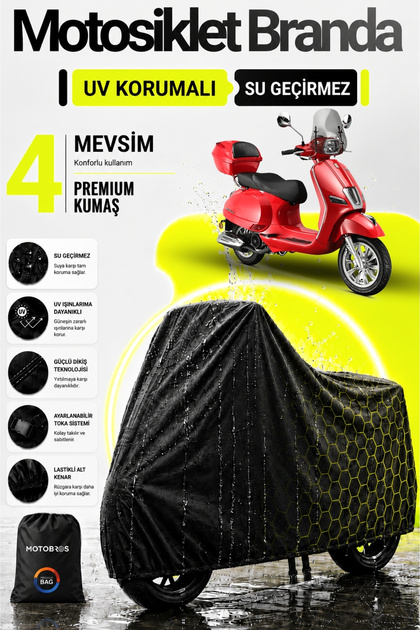 Motorcycle Tarpaulin Motor Cover 50 Cc Compatible Blackshield Black Waterproof Uv Protected Motor Cover