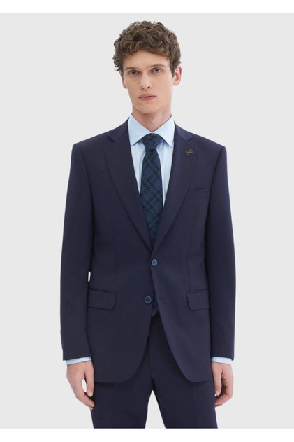 Navy Plain Thin&Taller Slim Fit 100% Wool Suit