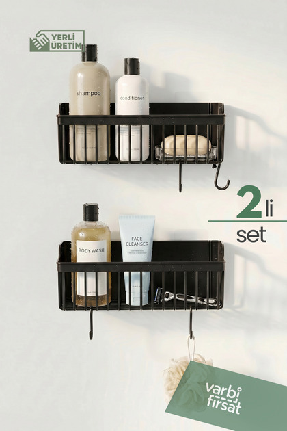 2-Piece Adhesive Bathroom Shelf, Shower Organizer Shampoo Holder, Plastic Bathroom Shelf for Bathroom