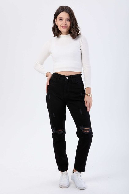 Mam Jeans Laser Cut Czarny - 23813