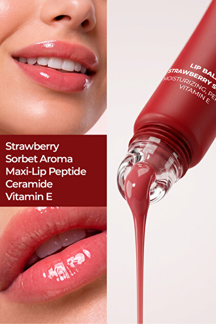 AVEONIX Cam Görünümlü Dudak Parlatıcısı Lip Balm Strawberry Sorbet