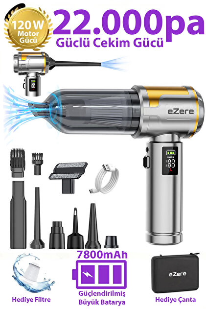 nano商品 EZERE Nanovac 22000pa Güçlü Portatif Vakumlu Kablosuz Üflemeli