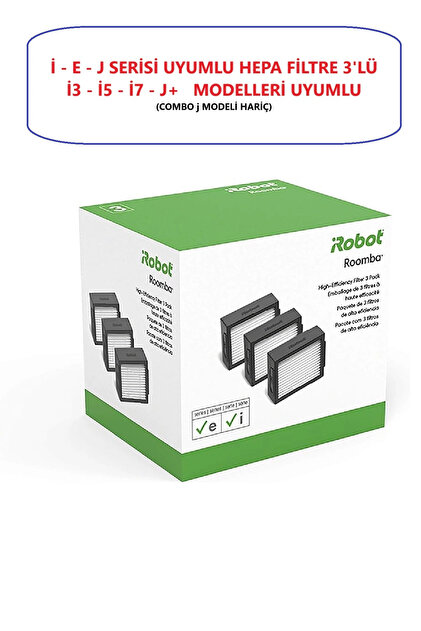 iRobot Roomba i3 - E5 - i7 - J7 Orijinal Hepa Filtre 3 Adet