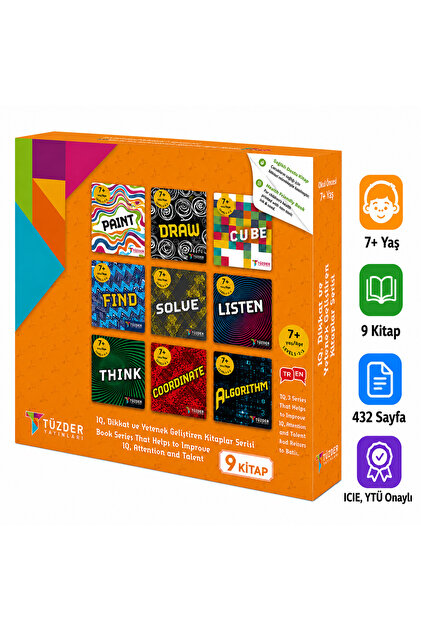 TÜZDER Yayınları 7+ Yaş 9'lu Set | IQ Dikkat ve Yetenek Geliştiren