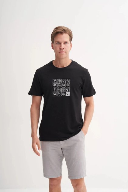 Slim Fit Crew Neck Cotton Patterned T-Shirt 4041
