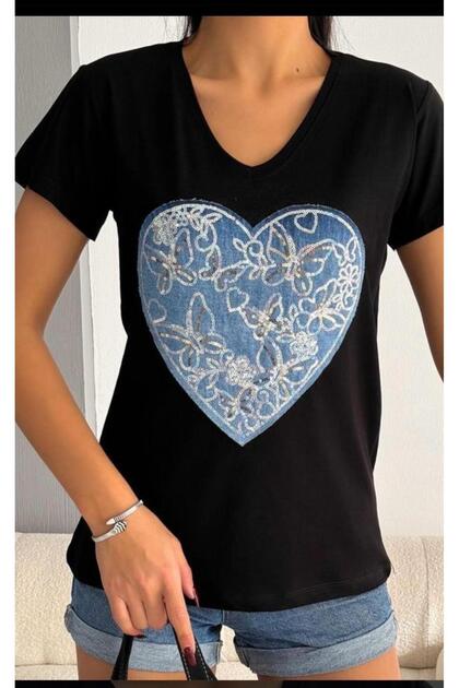 Heart Shaped Embroidered T-shirt