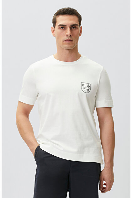 Network Comfort Fit Kırık Beyaz Marin Baskılı T-shirt - Fiyatı