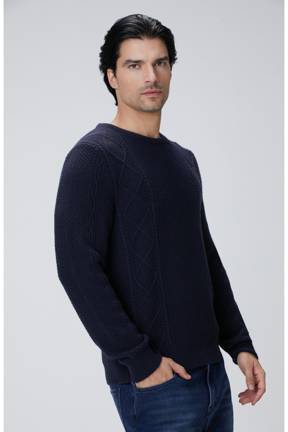 Limited Lacivert Kaşmir Jakarlı Kazak