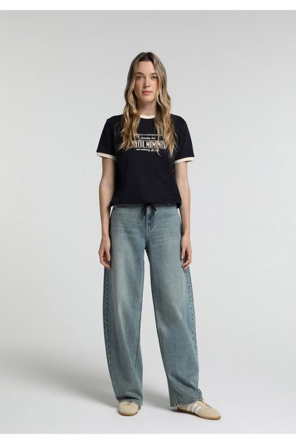 Baggy Tapered Fit Kadın Green Cast Denim Jean Pantolon