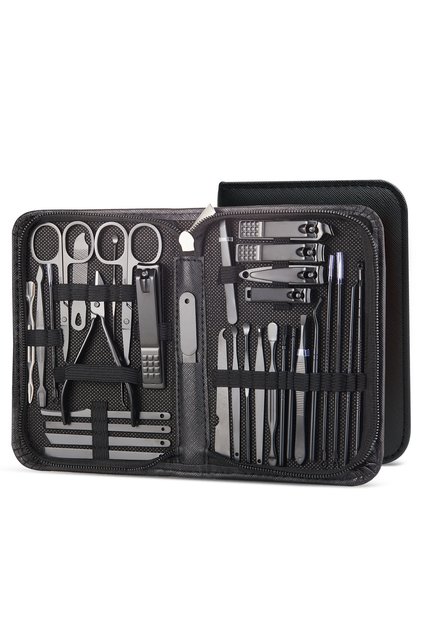 32pcs Black-Black 8/32pcs Manicure Set Professional Pedicure Kit Nail Scissors Grooming Kit Stainles