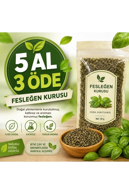100 Gr Kurutulmuş Fesleğen – Doğal, Katkısız ve Aromatik Baharat