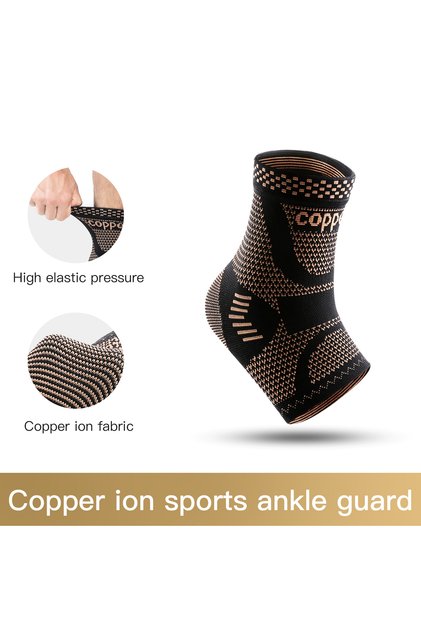 M AB119 1/2 piece Copper Ankle Brace,Infused Ankle Support Compression Sleeve for Men Women,for Foot