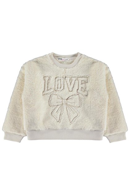 Civil Girl's Love Embroidered Sweatshirt | Velsoft Long Sleeve | School Nursery and Daily Use - Ecru