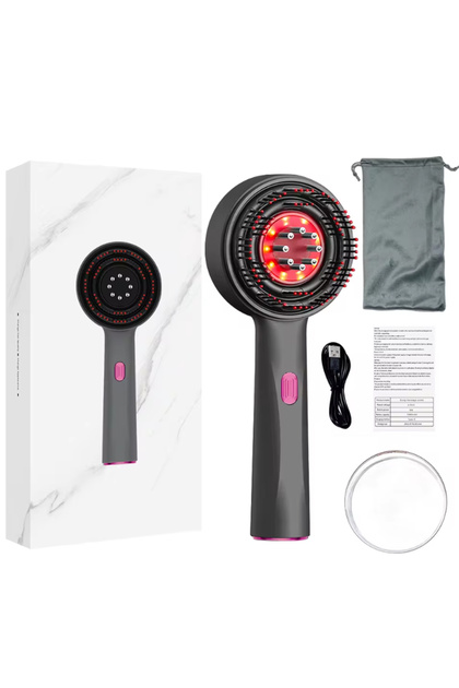 GRAY Scalp Massage Comb with Red Light, Electric Hair Scalp Massager with 3 Modes, Rechargeable 6ml