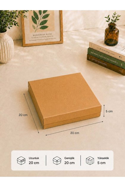 Kraft Kutu Karton Hediye Kutusu 20X20X5 Cm