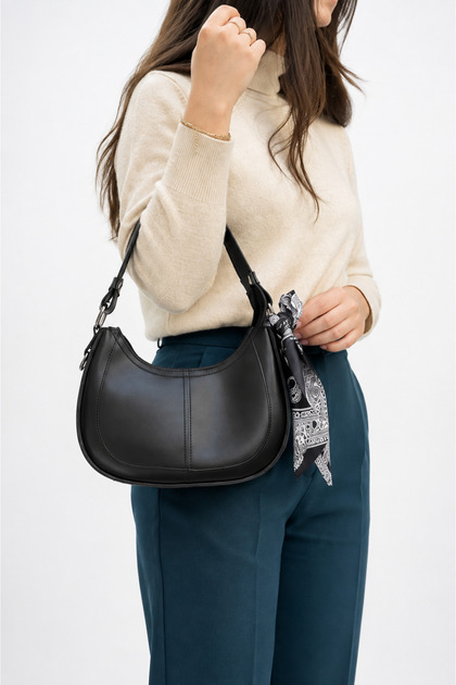 Vove Women's Faux Leather Baguette Shoulder Bag with Scarf Accessory Stylish Handbag