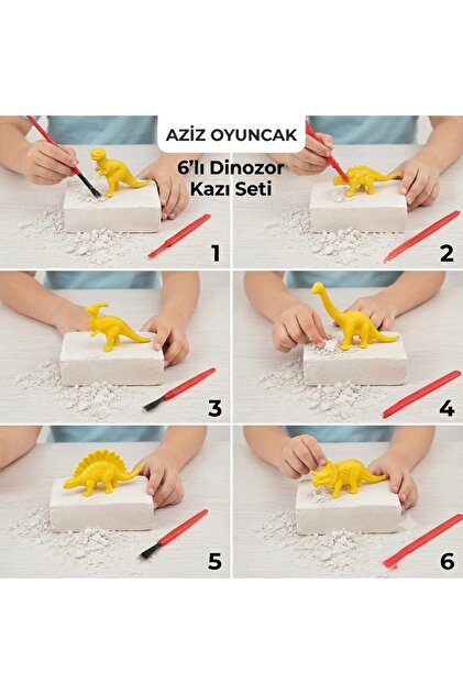 AZİZ OYUNCAK 6 Adet.. Aktivite / Faaliyet Seti .. Dinazor Serisi