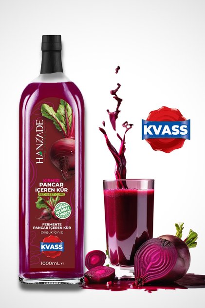 Pancar Kvass Fermente Kırmızı Pancar İçeren Kür 1 Litre Cam Şişe