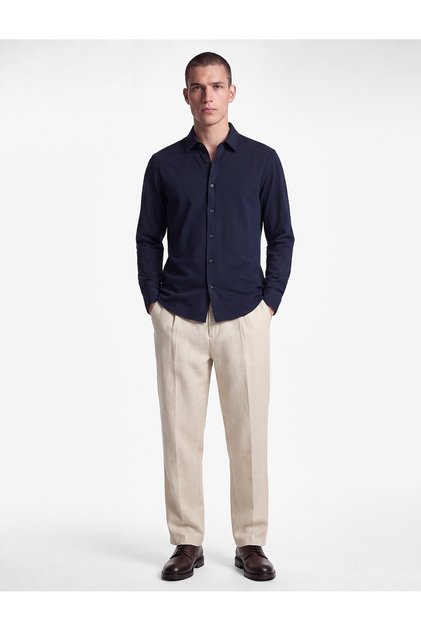 Cotton Classic Collar Buttoned Poplin Long Sleeve Shirt
