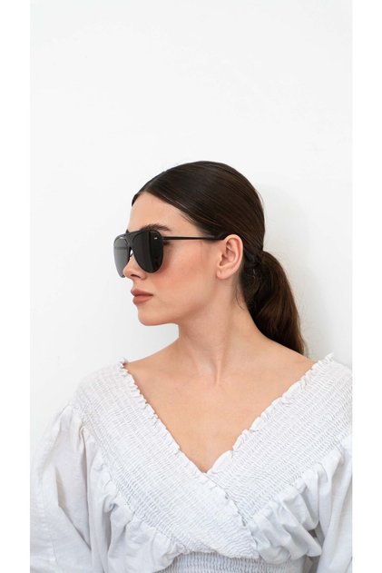 Unisex Pilot Güneş Gözlüğü Siyah Çerçeve Füme Cam UV Korumalı Merka C1